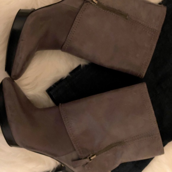 Previously Loved Gray Lambskin Distressed Leather Bootie - Picture 1 of 6